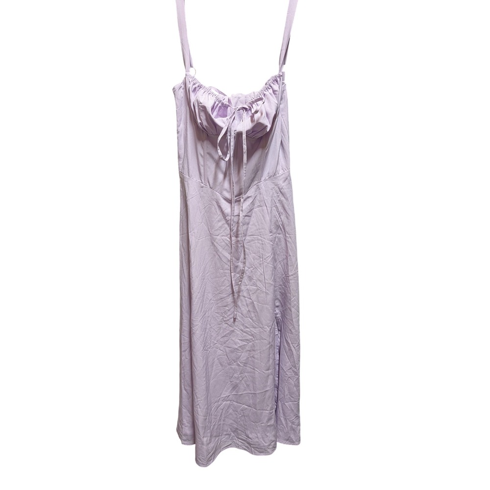 Parthea Midi Dress Women Small Lavender NEW Bustier Lace Up Corset Back Slit